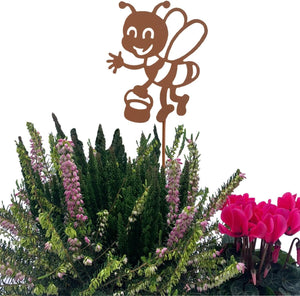 Gartenstecker fleißige Biene Roststecker wetterfest Gartendeko Outdoor